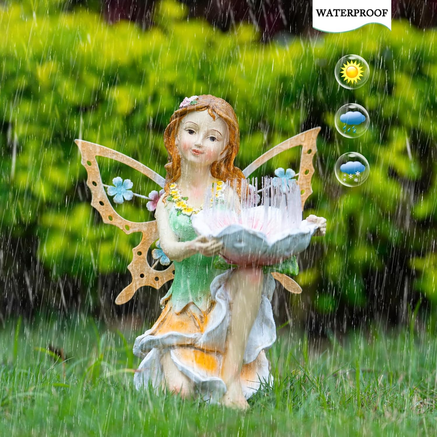 Fairy Decor Solar Outdoor Statues, Fairy Garden Accessories for Outside Garden Gifts,Resin Ornaments for Patio Yard Lawn,Size6.5 x 5.12 x 9.45 inches-VerdiqueGarden