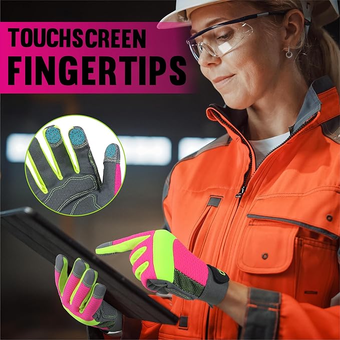 HANDLANDY Women Safety Work Gloves Utility Touch Screen Working Grip Glove for Yardwork Gardening Breathable Mechanic Gloves-VerdiqueGarden