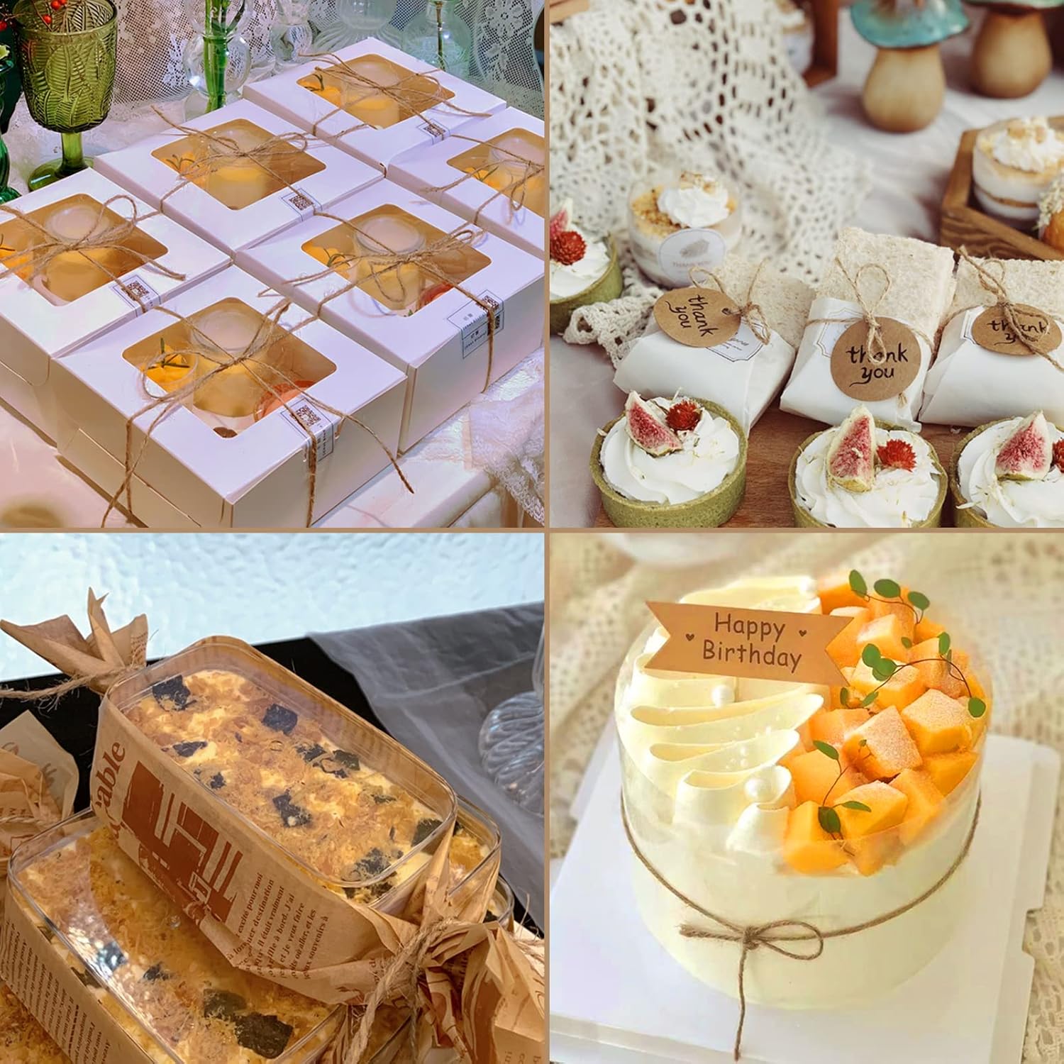 Anvin 984 Feet Cotton Twine Natural Jute Twine Packing Twines Bakers Twine Kraft Twine Wrapping Butchers Baking Arts and Crafts Gardening(Pack of 3, 10 Ply 2mm Thick)-VerdiqueGarden