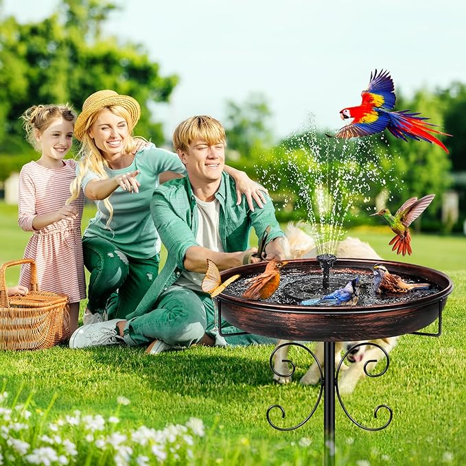 Daoeny 35In Metal Bird Bath for Outside, Vintage Freestanding Birdbaths & Birdfeeder, Bird Baths Feeder Bowl for Outdoors Garden Patio Yard Lawn Decor, Upgraded 5-Pronged Base (Antique Bronze)-VerdiqueGarden