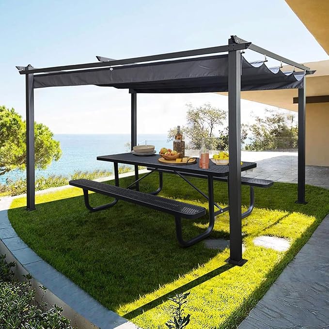 6FT Metal Picnic Tables for Outdoors, Commercial Rectangular Picnic Table and Bench Set for Outside, Patio, Garden, Backyard, Porch, Surface Mount, Black-VerdiqueGarden