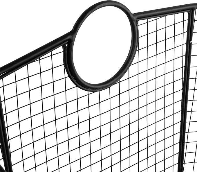 Deco 79 Metal Large Open Frame Wire Grid Storage Basket with Curved Sides and Ring Handles, 30" x 20" x 20", Black-VerdiqueGarden