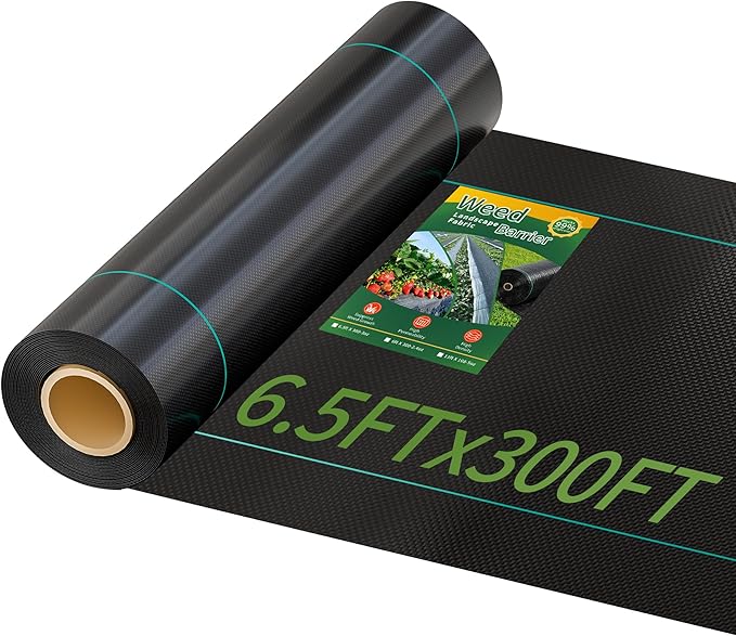 6.5ftx300ft Weed Barrier Landscape Fabric Heavy Duty, Premiun 3oz Garden Geotextile Fabric, Outdoor Weed Blocker Landscaping Fabric, for Driveway Mats, Erosion Control, Ground Cover Weed Barrier-VerdiqueGarden