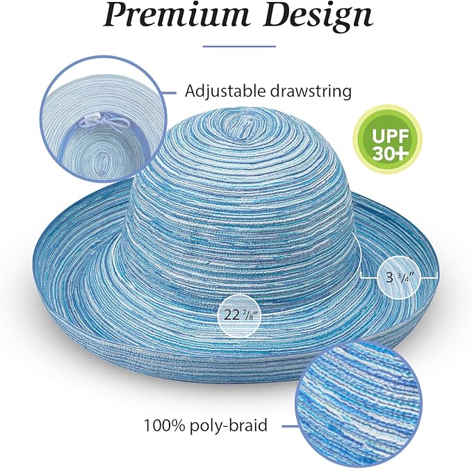 Wallaroo Hat Company Women’s Sydney Sun Hat - UPF 30+ Sun Protection, Packable, Adjustable, Medium - Beach, Travel, Wide Brim-VerdiqueGarden