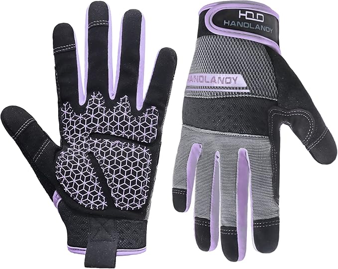 HANDLANDY Women Safety Work Gloves Utility Touch Screen Working Grip Glove for Yardwork Gardening Breathable Mechanic Gloves-VerdiqueGarden