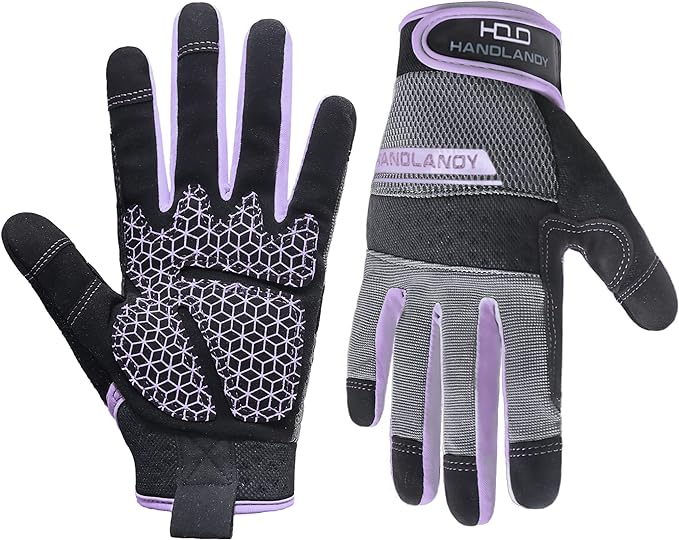 HANDLANDY Women Safety Work Gloves Utility Touch Screen Working Grip Glove for Yardwork Gardening Breathable Mechanic Gloves-VerdiqueGarden