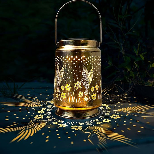 KY&BOSAM Solar Lanterns Outdoor Waterproof Hummingbird Garden Decor Birthday Gifts for Women Mom Grandma Hanging Solar Lights Outdoor Metal LED Lantern Outside for Yard Patio Backyard Porch Pathway-VerdiqueGarden