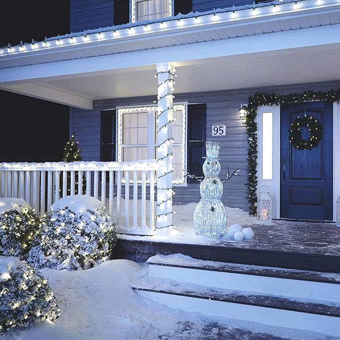 LED Christmas Net Lights Outdoor Christmas Decorations for Bushes,100LED 5ftx5ft Connectable Green Wire Net Christmas Lights for Outdoor indoor Yard Mesh Shrub Tree Decor ,UL Certified(Warm White)-VerdiqueGarden