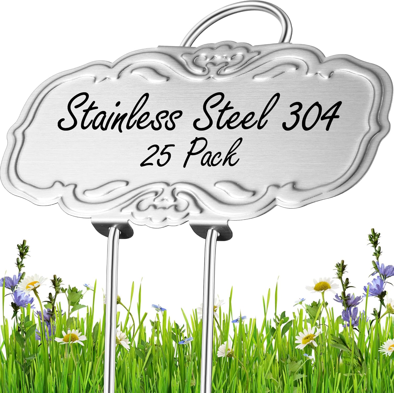 Updated Metal Plant Labels for Garden, 25 Pack Stainless Steel DIY Plant Markers Waterproof for Flowers, Vegetables, Seedlings-VerdiqueGarden