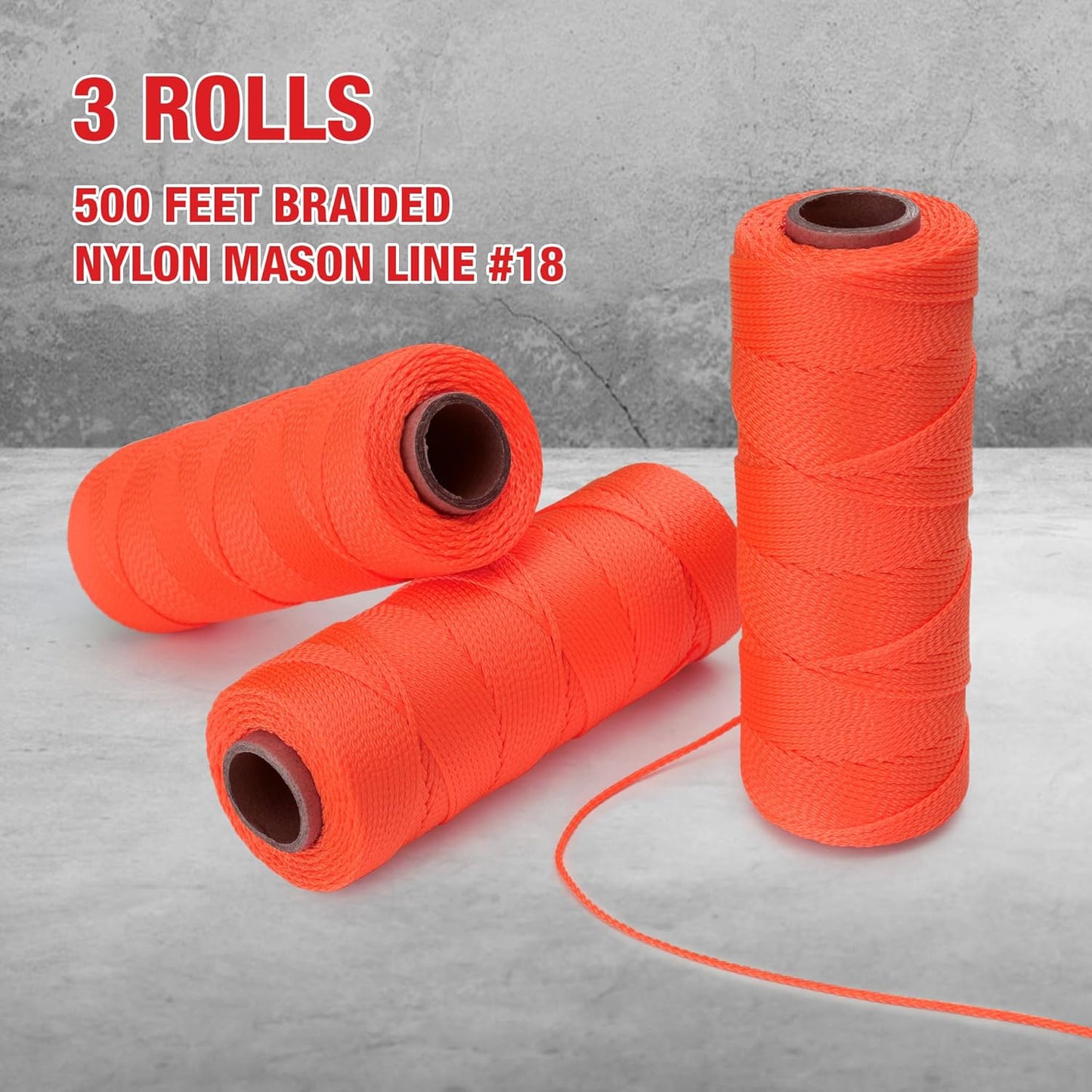 Goldblatt Mason Line, 3 Roll 500 Feet #18 Braided Nylon String, Perfect for Gardening or Masonry Tools-VerdiqueGarden