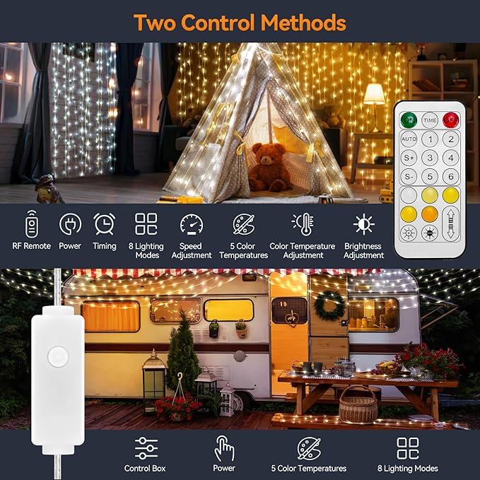 HOUHUI Fairy Lights Plug in Outdoor, 100Ft 2700K-6500K White Christmas Fairy Light IP67 Waterproof with Remote, 8 Modes, Warm-Cool White LED Fairy Twinkle Lights for Bedroom Garden Trees Party Decor-VerdiqueGarden