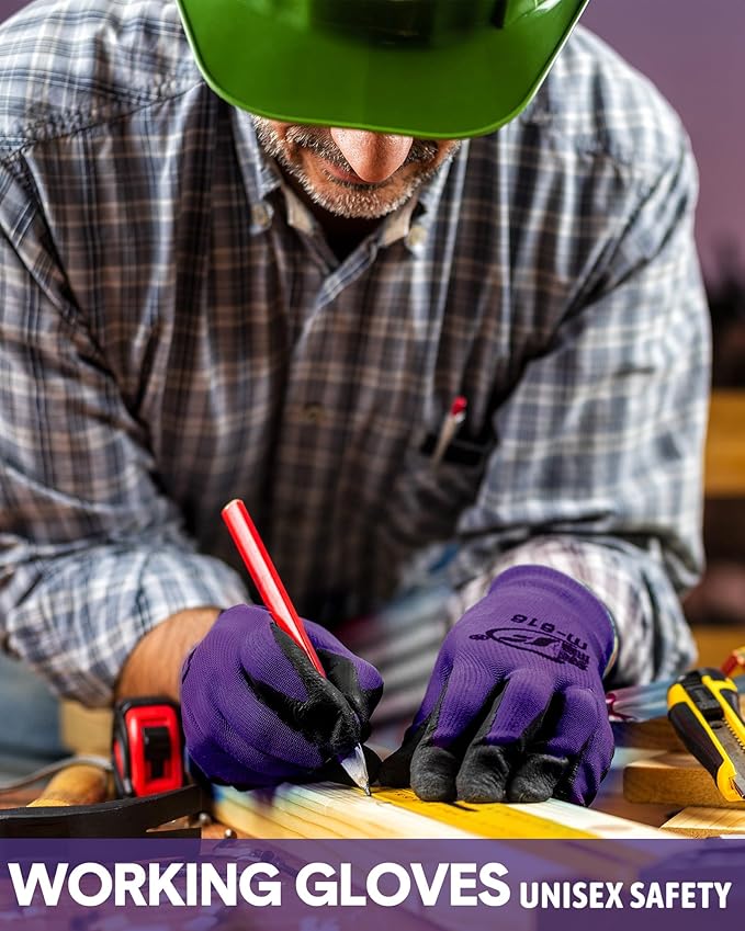 Nuogo 24 Pairs Gardening Gloves for Men Women Rubber Coated Landscaping Work Gloves Safety Work Construction-VerdiqueGarden