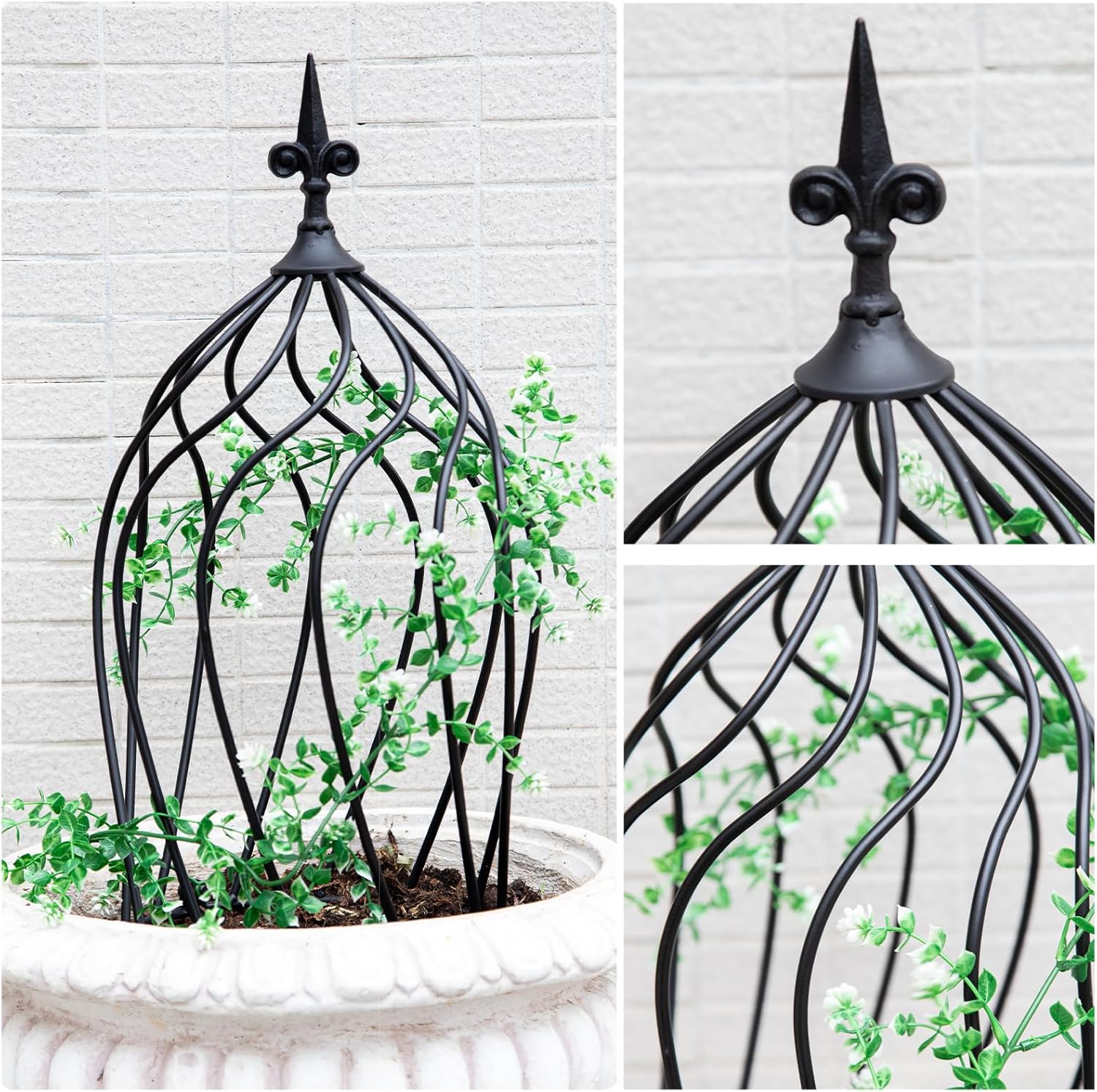 23-Inch Metal Obelisk Trellis for Climbing Plants | Sturdy Iron Design, Ideal for Outdoor Roses and Potted Vines | Easy Assembly, Compact Vertical Garden Decor for Indoor & Outdoor Use-VerdiqueGarden