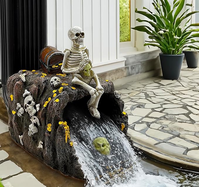 Luminous Skeleton Sculpture Gutter Downspout Extender,Garden Statue Ornament,Decor Downspout Diverter,Perfect Rain Diverter for 3"x4" Downspouts, Eco-Friendly Resin,Perfect Outdoor Decor Gift-VerdiqueGarden