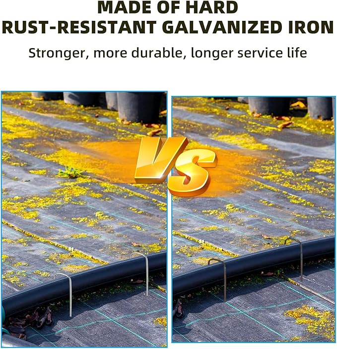 100 Pack Sturdy Garden Landscape Staples, 6 Inch Galvanized Steel Sod Pins Anti-Rust Stakes for Weed Barrier, Christmas Decorations and Landscaping Fabric.-VerdiqueGarden