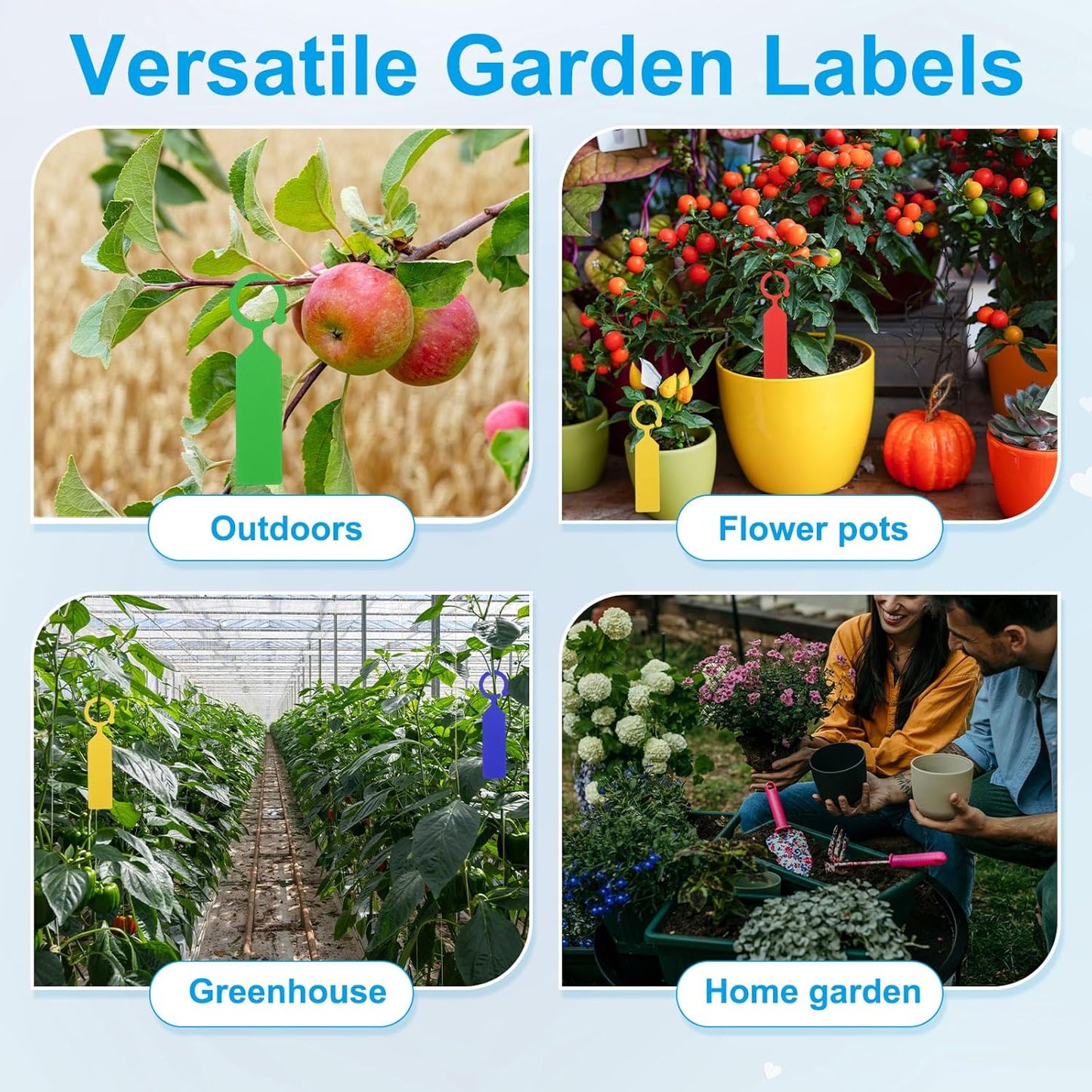 uxcell Waterproof Plastic Plant Labels, 100 Pcs 4.3 Inch Plant Hanging Labels, Color Hanging Plant Markers for Indoor Plants,Outdoor,Garden and Greenhouse (Red)-VerdiqueGarden