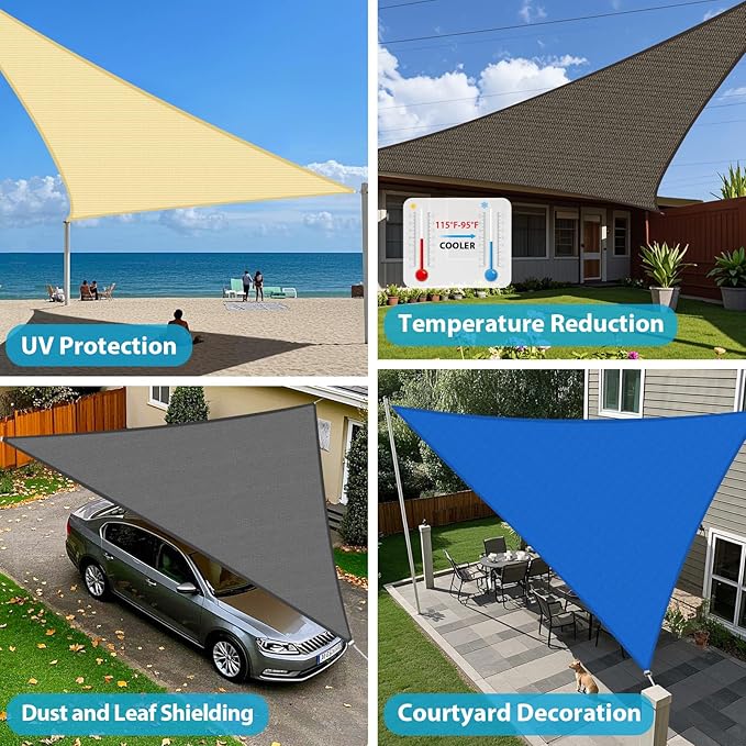 Amagenix Sun Shade Sail 5'X5'X5' Curved Edge Outdoor Shade Canopy Dark Grey Breathable 95% UV Block Shade Cloth for Patio Garden Backyard (We Make Custom Size)-VerdiqueGarden