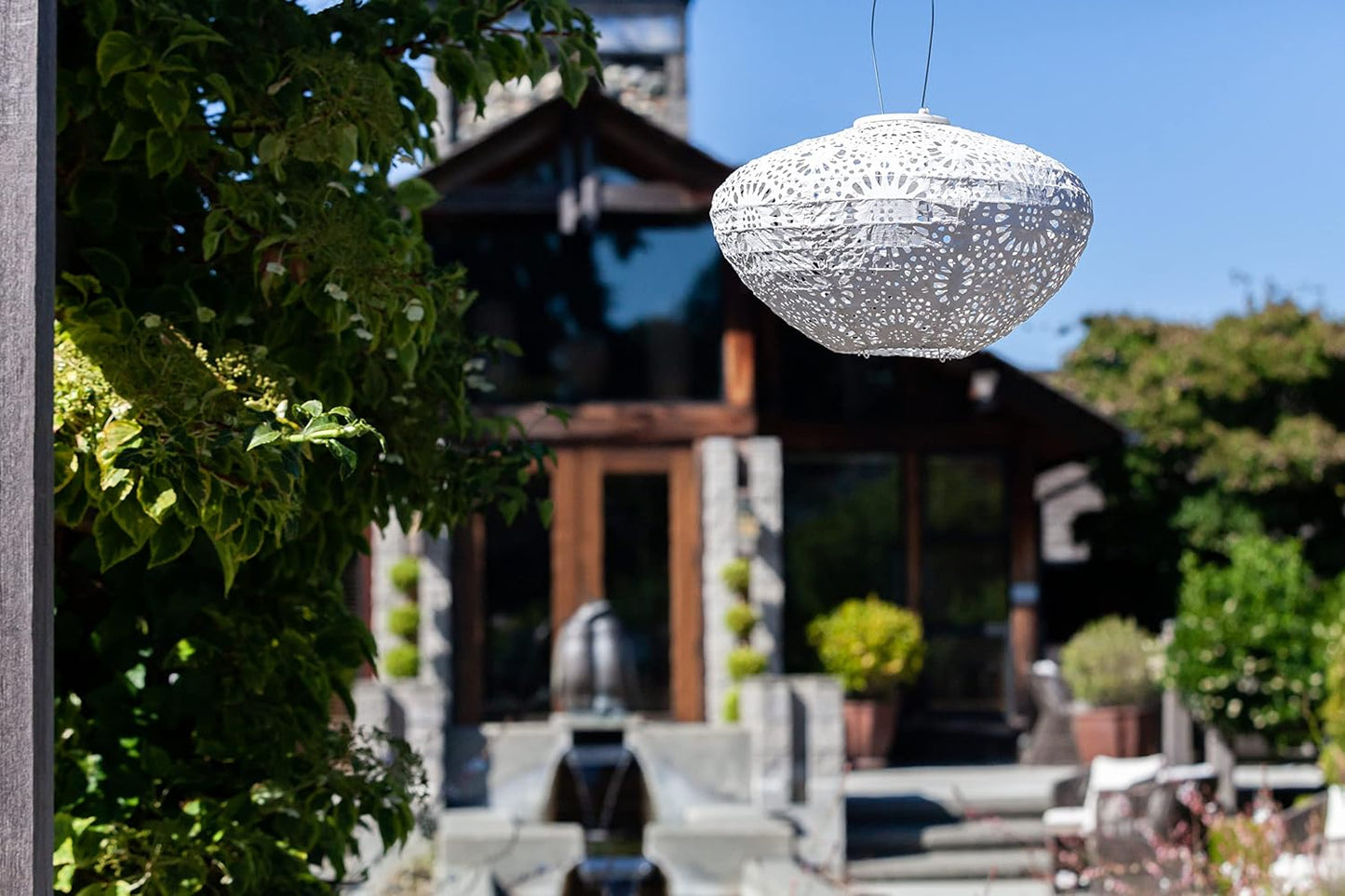 Allsop Soji Stella - Crown Chantilly Lace - 13" Outdoor Solar Latern - White-VerdiqueGarden