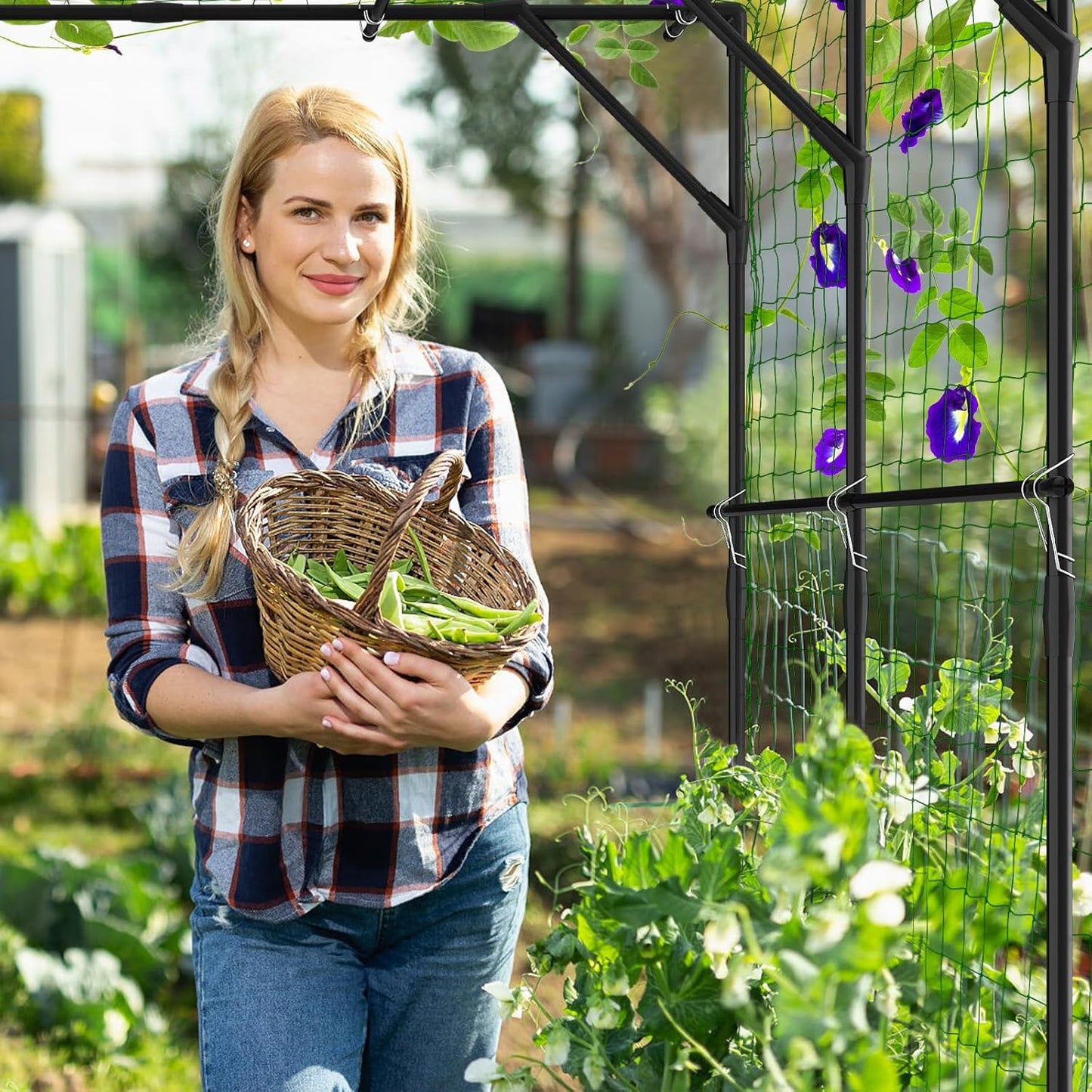 DoCred Tall Garden Arch Trellis for Climbing Plants, 79in Tall Metal Plant Support Trellis Archway for Climbing Vine Vegetable/Fruit/Flower Outdoor Yard Lawn Garden Arch Tunnel Trellis-VerdiqueGarden