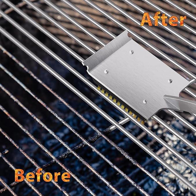 ENLOY Copper Wire Grill Brush Replacement Head, Grill Cleaning Bristle Brush with 4 Screws, BBQ Cleaning Replacement Brush Head for Gas, Porcelain, Ceramic, Cast Iron, Stainless Steel Grills and More-VerdiqueGarden