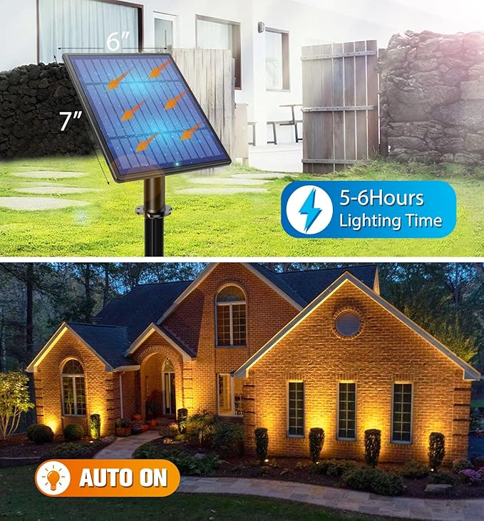 APONUO Metal Outdoor Solar Landscape Lights, Waterproof Spotlight 6-in-1 for Yard Landscape Lighting, Auto On/Off for Pathway, Driveway, Patio (Warm White)-VerdiqueGarden