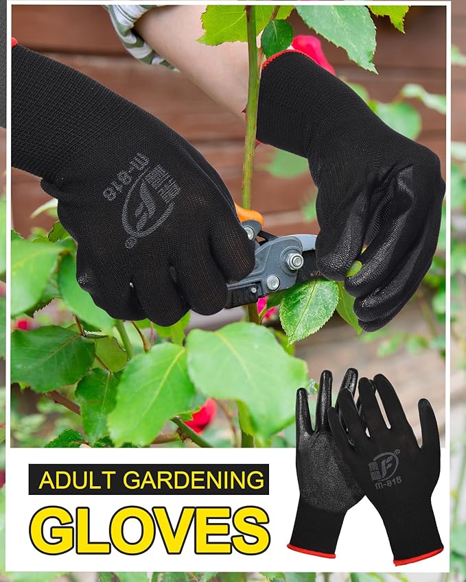 Nuogo 48 Pairs Gardening Gloves for Men Women Rubber Coated Safety Work Gloves Bulk for Gardening Construction Work-VerdiqueGarden