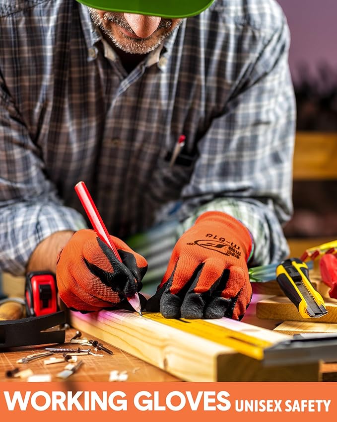 Nuogo 24 Pairs Gardening Gloves for Men Women Rubber Coated Landscaping Work Gloves Safety Work Construction-VerdiqueGarden