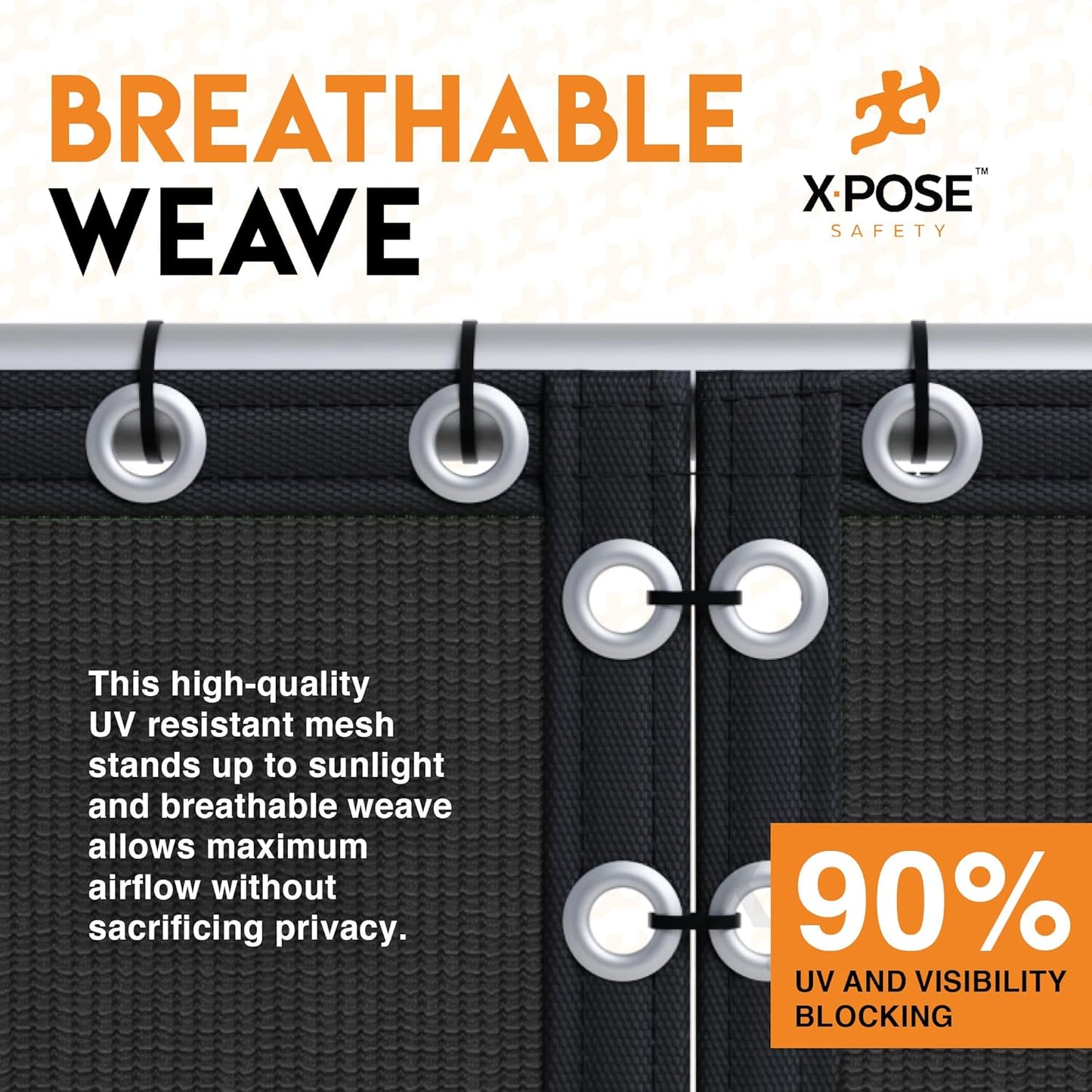 Xpose Safety Privacy Fence Screen 8’ x 50’ – Heavy Duty Black Mesh with 90% Visibility Block, UV Protection – Includes Cable Ties – for Garden, Yard, Nursery, Kennel, Dog Run, Greenhouse-VerdiqueGarden