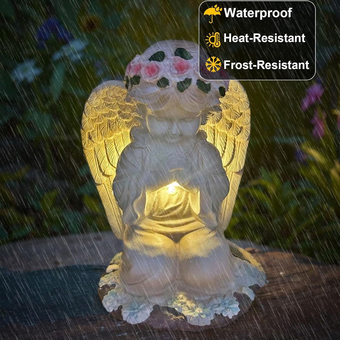 YODY Solar Garden Statues Outdoor Decor- Yard Decorations for Patio, Balcony, Backyard, Lawn Ornaments - Angel Figurines with LED Light- Unique Birthday House Warming Gifts for Women, Mom, Grandma-VerdiqueGarden