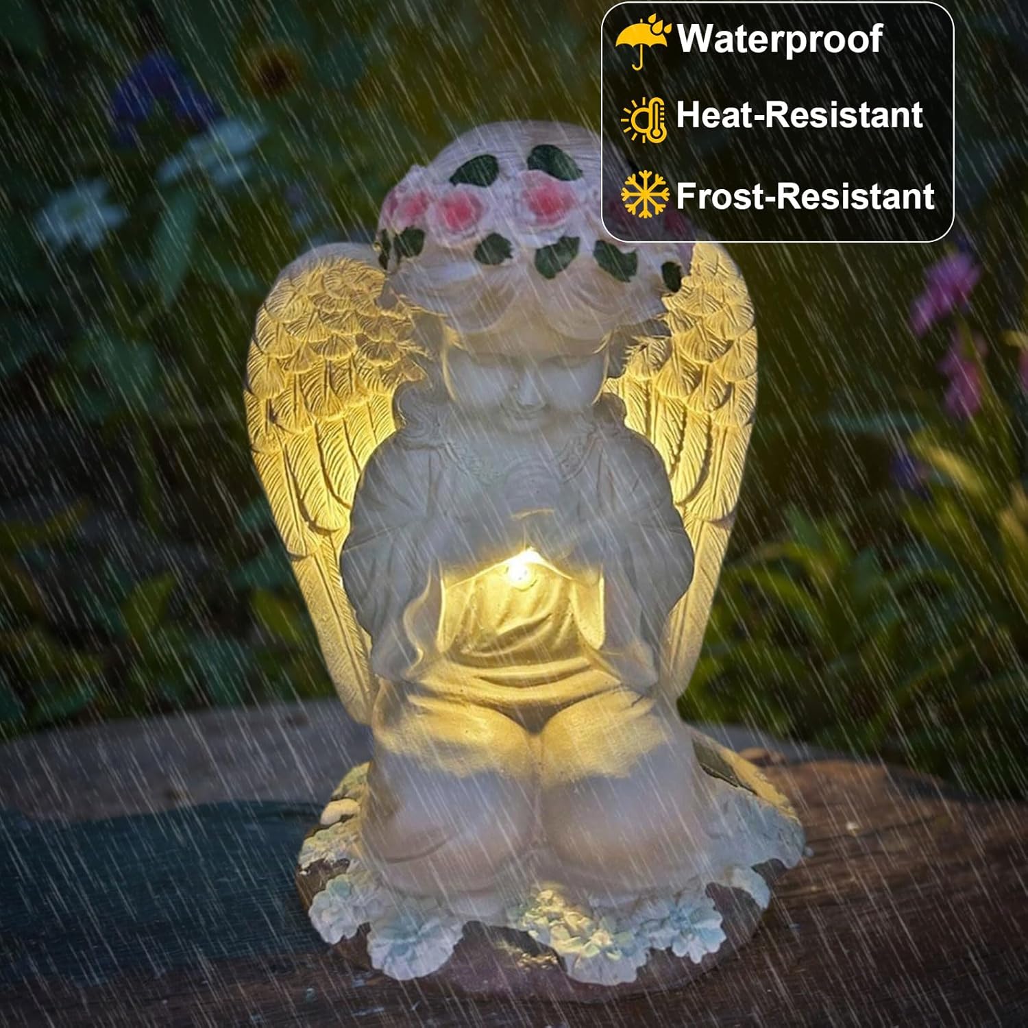 YODY Solar Garden Statues Outdoor Decor- Yard Decorations for Patio, Balcony, Backyard, Lawn Ornaments - Angel Figurines with LED Light- Unique Birthday House Warming Gifts for Women, Mom, Grandma-VerdiqueGarden