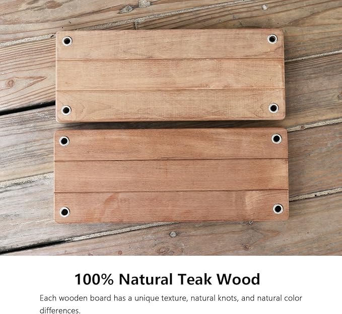 Teak Wood Swing 18.6"x7.6" - Outdoor Wooden Tree Swing Seat for Adults & Kids, Backyard Wood Swings with Height Adjustable Design-VerdiqueGarden