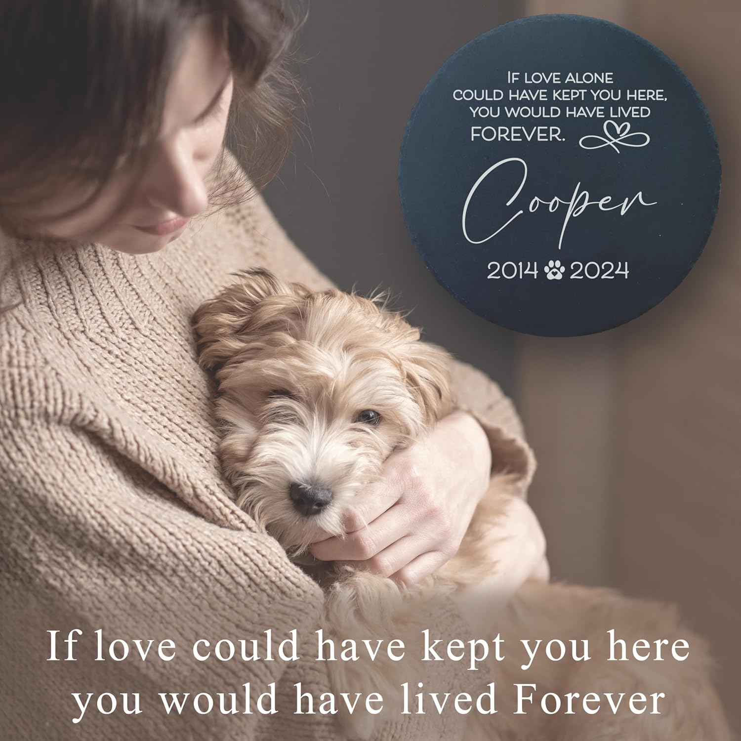 Personalized Pet Memorial Stone for Dogs and Cats | Custom Laser-Etched Weatherproof Garden Grave Marker | Natural Stone Bereavement Headstone Sympathy Gift | 4, 6, 10, or 12 Inch Heart or Circle Shape (A5)-VerdiqueGarden