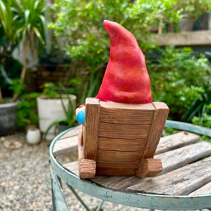 Drinking Coffee Faceless Garden Gnome Statue Decoration 7.1" Figurine Ornament for Indoor Outdoor Home Patio Yard Lawn-VerdiqueGarden