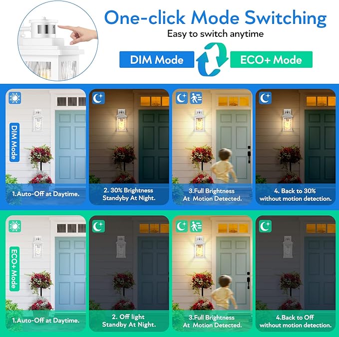 VIANIS Motion Sensor Outdoor Lights, White Dusk to Dawn Outdoor Lighting Wall Mount, Aluminum Waterproof Modern Exterior Garage Lights, Outdoor Lanterns for Front Porch Patio, Entryway, Front Door…-VerdiqueGarden