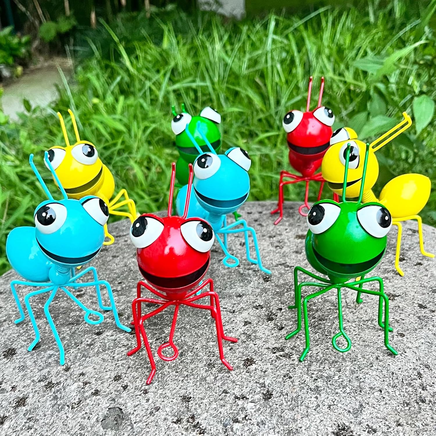 Metal Yard Art Garden Decor for Outside Cute Ants Yard Decorations Outdoor Lawn Ornaments Backyard Gifts for Mom - Set of 8 (4Colorful*2)-VerdiqueGarden