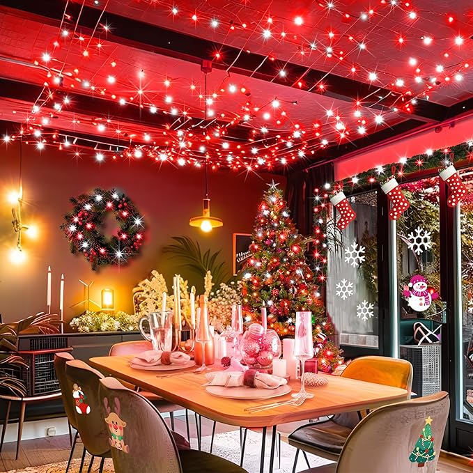 KNONEW 403ft 1000 LED Christmas String Lights Outdoor 8 Modes & Timer Fairy Light Plug in Waterproof for Xmas Yard Tree Wedding Party Holiday Decorations (Red and White)-VerdiqueGarden