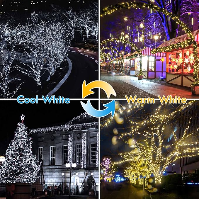 (Warm White ⇋ Cool White) Solar Christmas String Lights Outdoor, 2-Pack Total 80FT 200 LED Solar Twinkle Lights, Waterproof Copper Wire 8 Modes Solar Fairy Lights for Garden Tree Christmas Party Decor-VerdiqueGarden