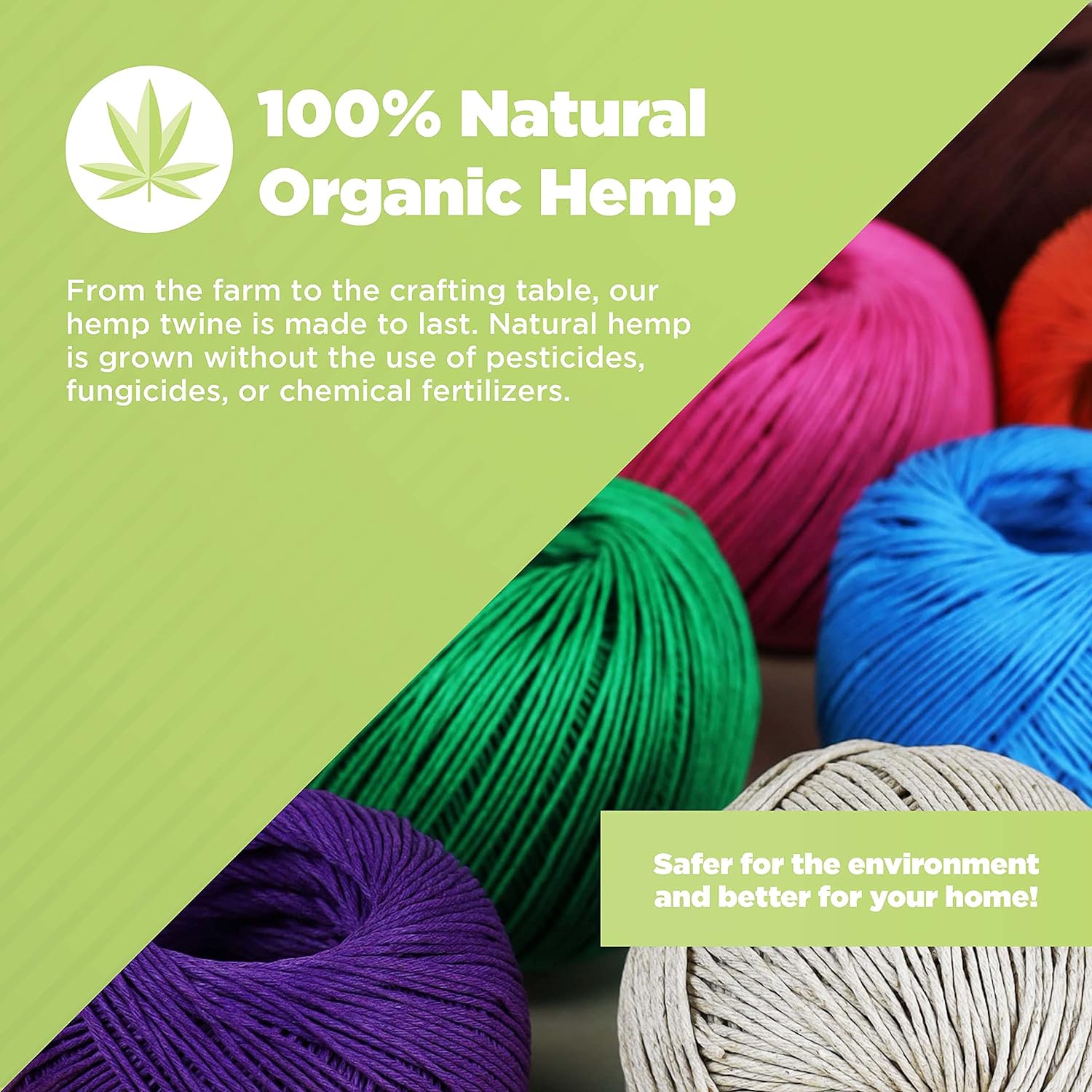 Hemp Twine for Gardening - Twine for Crafts - Organic Natural Hemp String for Jewelry Making - Strong Durable Cord for Decoration, Macrame + Cooking - 1MM, 100G/430 Ft. - 20 lb. Test Strength - White-VerdiqueGarden