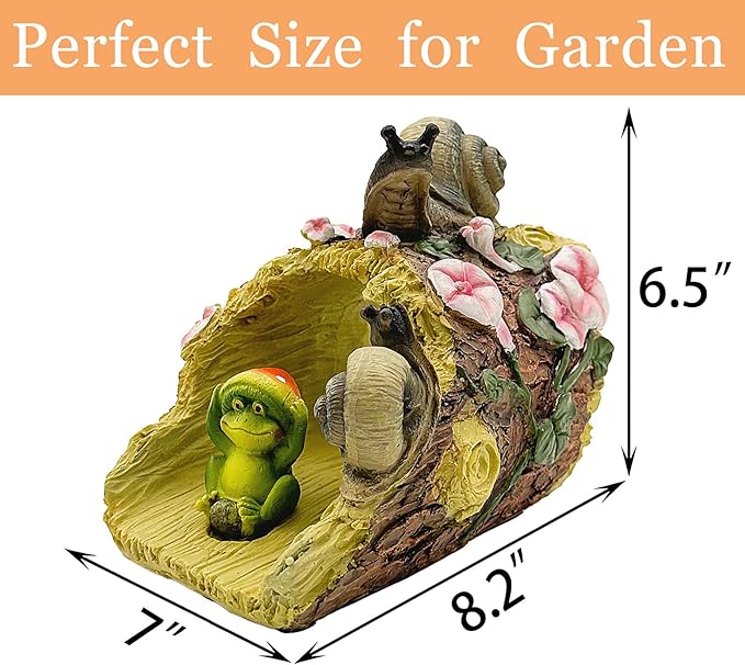 Snails Frog Garden Statue - Decorative 3"x4" Gutter Downspout Splash Block & Rain Diverter | Outdoor Decor Sculpture, Eco-Friendly Resin, Weather-Resistant, Easy Install-VerdiqueGarden