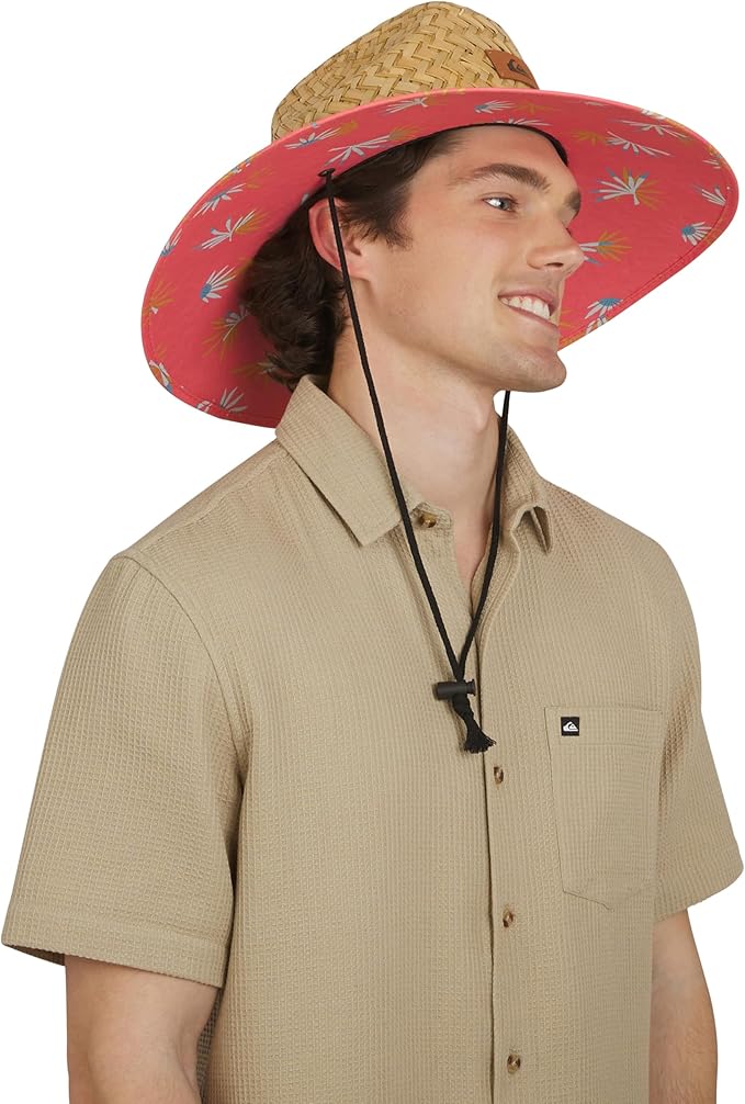 Quiksilver Men's Wide Brim Outdoor Lifeguard Straw Sun Hat-VerdiqueGarden