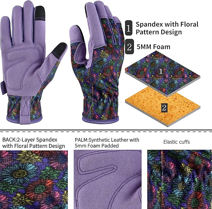 Gardening Gloves for Women and Men, Garden Gloves with Touch Screen, Thorn Proof Puncture Resistant Working Gloves, Gardening Gifts for Women, Size Medium-VerdiqueGarden