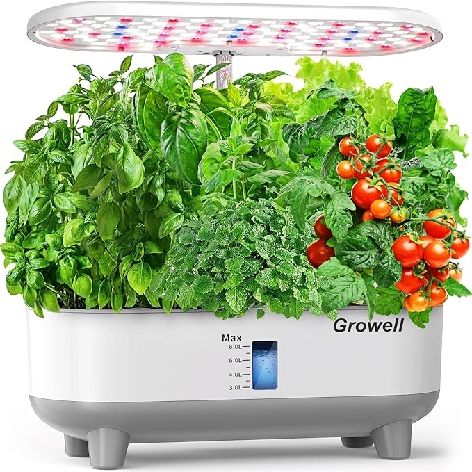 Hydroponics Growing System Kit, 16 Pods Indoor Garden with 28W Full Spectrum LED Grow Light, Auto Timer, 3 Smart Light Modes, 8L Large Herb Garden, Ideal Gardening Gift for Women, Men (White)-VerdiqueGarden