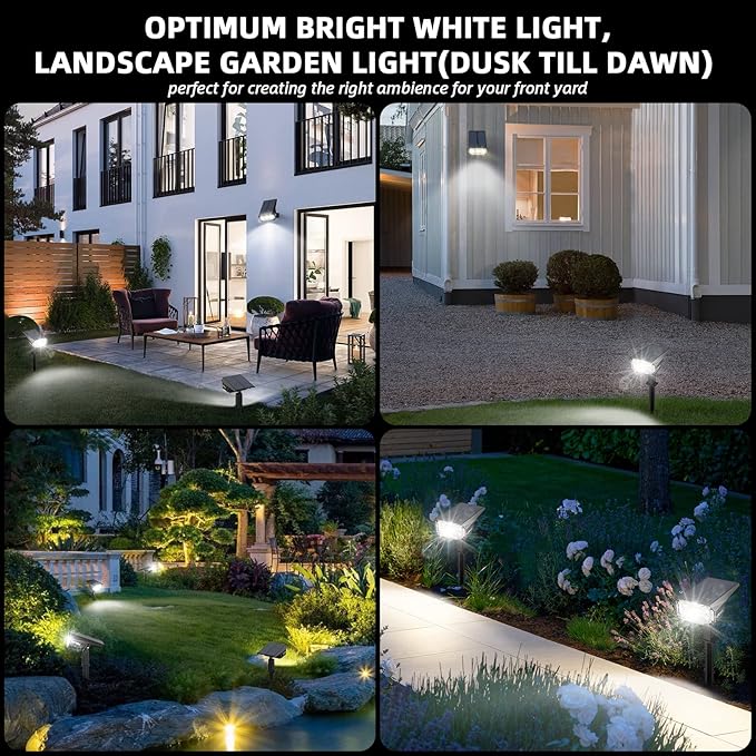 Solar Lights Outdoor Waterproof Landscape Lights, 40 LEDs Solar Spot Lights Outdoor Spotlights with 3 Light Modes, USB & Solar Powered Garden Yard Wall Lights Auto On/Off for Patio 6 Pack-VerdiqueGarden