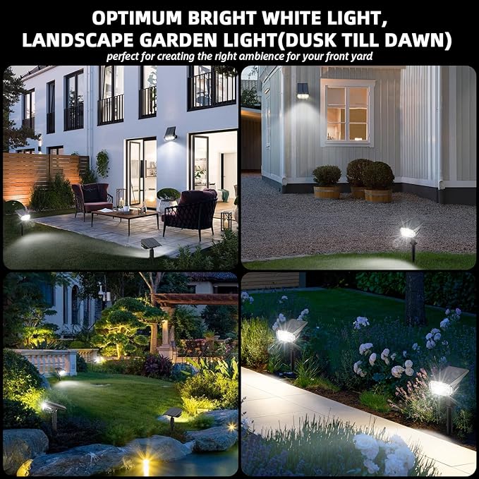 Solar Spot Lights Outdoor,IP65 Waterproof 40 LEDs Solar Landscape Spotlights,USB & Solar Powered Wall Lights,3 Modes Outdoor Solar Garden Lights Outdoor In-Ground Lights for Yard Porch 4 Pack-VerdiqueGarden