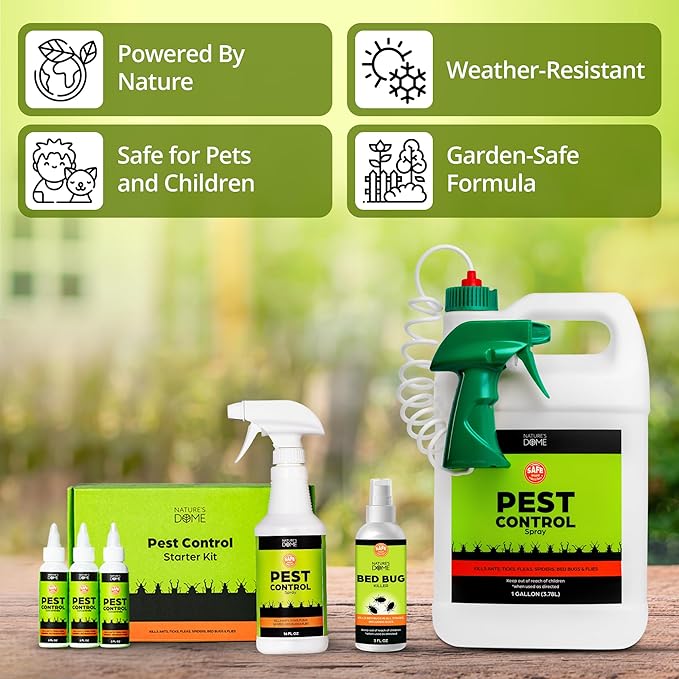 Nature's Dome 12 oz Pest Control Concentrate – Makes 1 Gallon – Eco-Friendly, Plant-Based Formula for Ant, Roach, Spider, Fly, Flea & Insect Control – Child & Pet Safe for Indoor/Outdoor Use-VerdiqueGarden