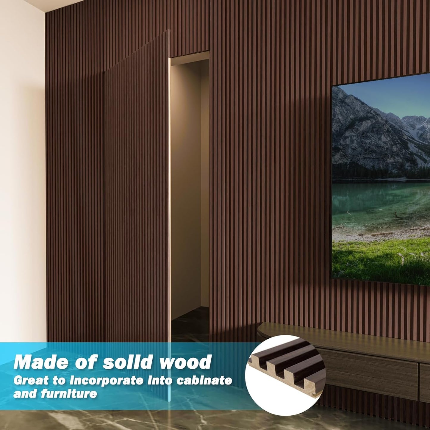 Art3d Slat Wood Wall Paneling for Interior and Ceiling Decoration - Pack of 4pcs + 1pc End-Trim, Size 108 x 5.7in.- Smoked Oak-VerdiqueGarden