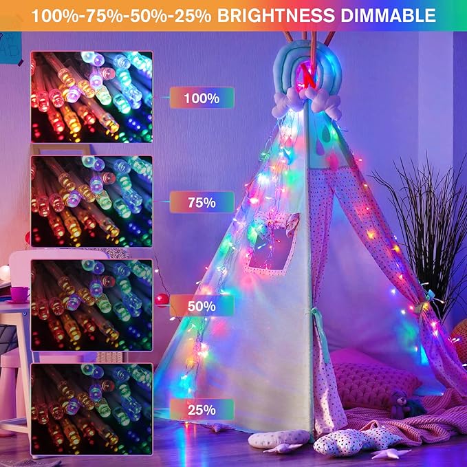 JMEXSUSS 33ft 100 LED Color Changing String Lights Plug in, Warm White & Multicolor Christmas Tree Lights Indoor, Christmas String Lights Outdoor Waterproof for Xmas Indoor Decor-VerdiqueGarden