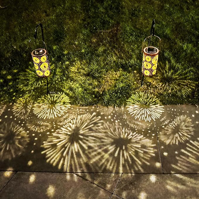 4 Pack Fireworks Solar Gardening Lanterns, Garden Decor for Outside, Pattern Solar Decorative Lights, Waterproof, Outdoor Gifts for Women, Mom, Grandma, Yard Gifts for Patio, Pathway-VerdiqueGarden