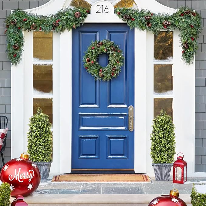 3ft Artificial Boxwood Topiary Trees (Set of 2) - UV Resistant Faux Plants for Outdoor/Indoor, Realistic 36in Fake Bushes and Shrubs for Front Porch, Planter, Patio - Low Maintenance & Evergreen-VerdiqueGarden