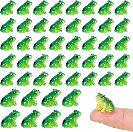 100 Pcs Mini Resin Frogs, Cute Green Frog Tiny Frogs Mini Frogs Figurines Miniature Frogs Animals Figurines Ornament for DIY Crafts Landscape Aquarium Dollhouse Fairy Garden Decor Potted-VerdiqueGarden